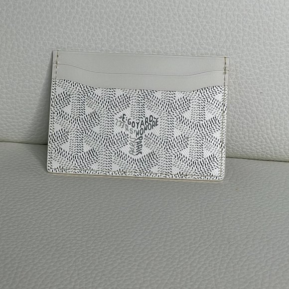 New Goyard SaintSulpice CardHolder- Elegant Rare White Canvas /Leather - Picture 2 of 10